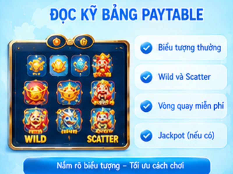 Đọc kỹ bảng paytable trước khi đặt cược