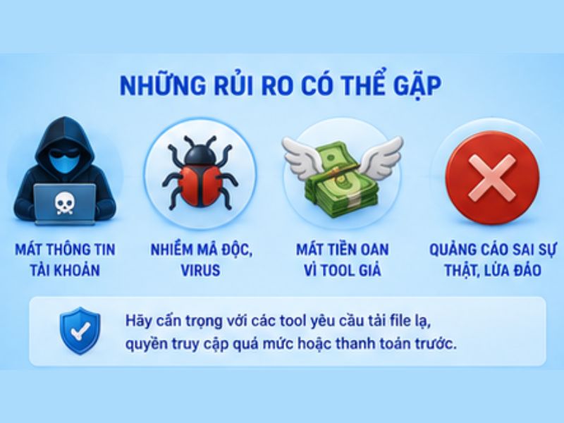 Những rủi ro khi tải Tool Nổ Hũ không rõ nguồn gốc